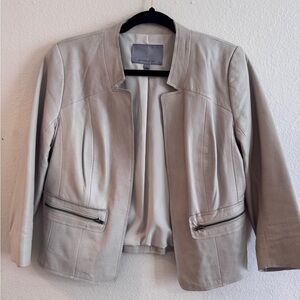 Classiques Entier Leather Cream Women's Blazer, Size Small